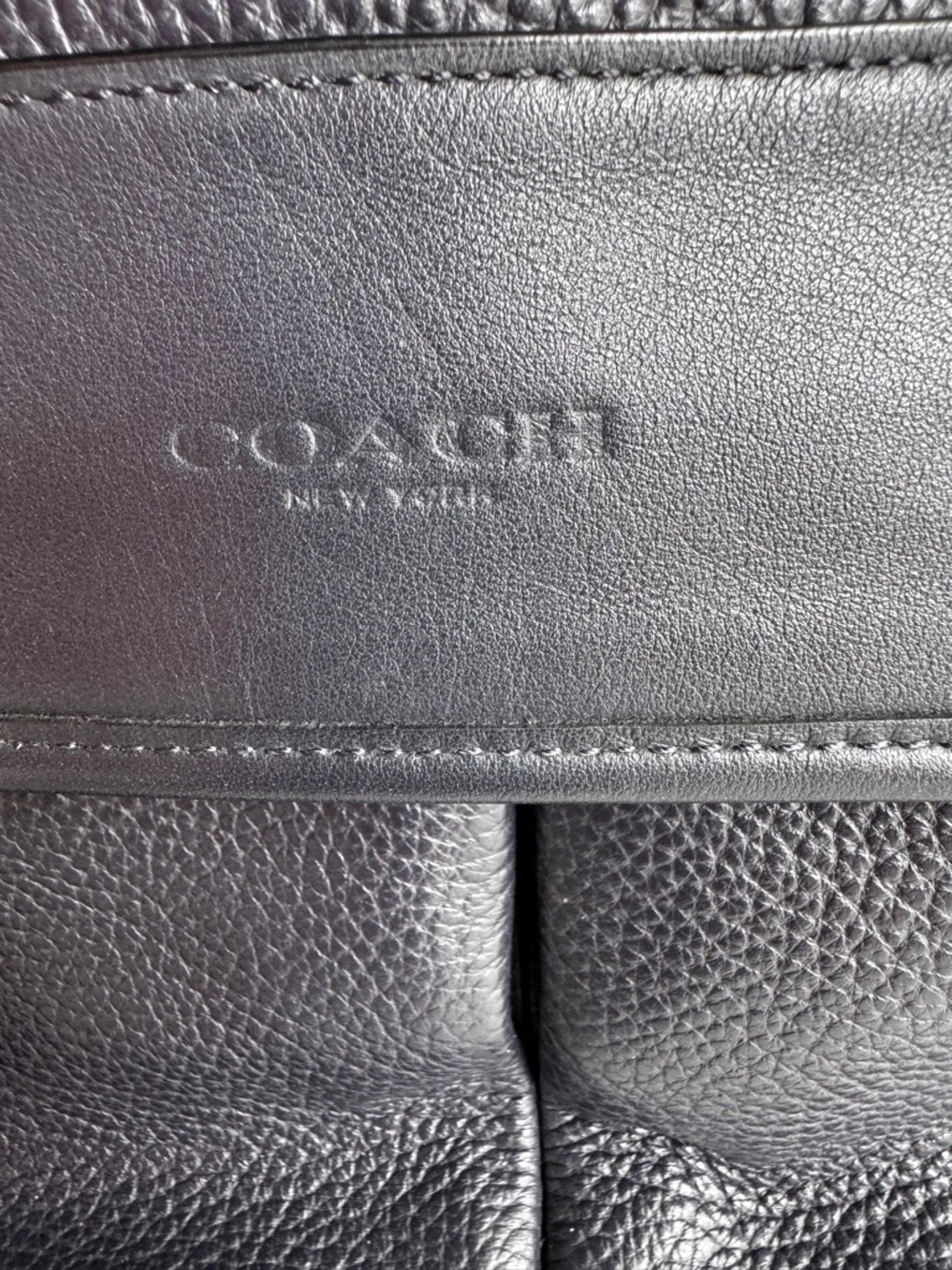 Coach Hudson Messenger Bag Black Pebbled Leather Men's Laptop Briefcase